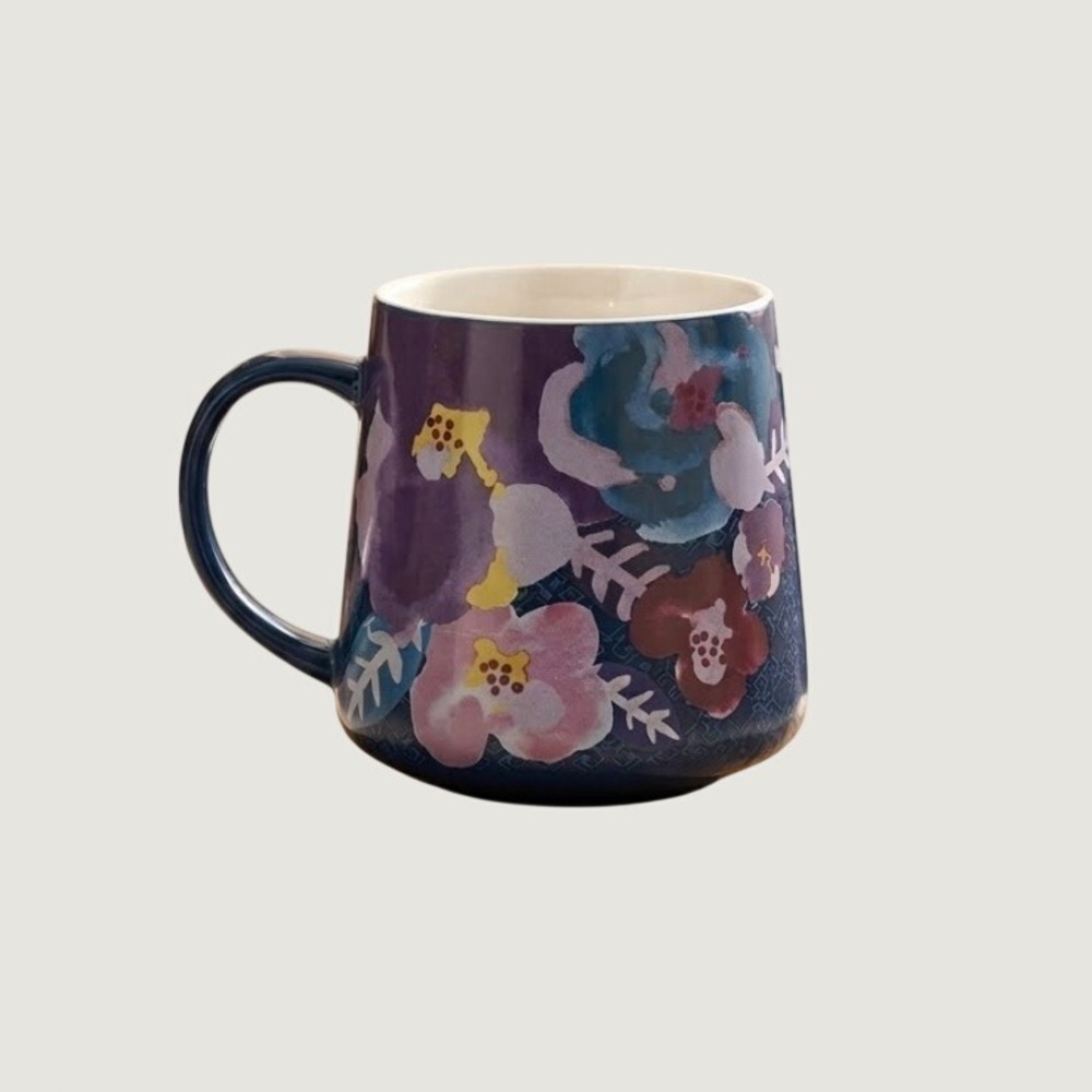 Maxwell & Williams Layla Mug 400ML Teal Porcelain Floral Coffee Cup NEW